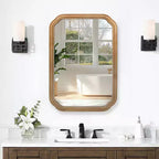Whisen Wall-Mounted Bathroom Mirror with Cabinet and Adjustable Shelves, Space-Saving and Modern Elegant Design - Antique Natural