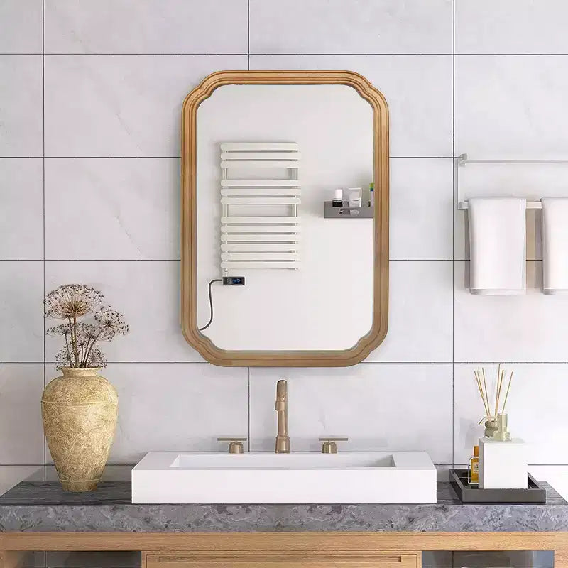 Whisen Wall-Mounted Bathroom Mirror with Cabinet and Adjustable Shelves, Space-Saving and Modern Elegant Design - Antique Natural
