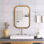 Whisen Wall-Mounted Bathroom Mirror with Cabinet and Adjustable Shelves, Space-Saving and Modern Elegant Design - Antique Natural