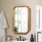 Whisen Wall-Mounted Bathroom Mirror with Cabinet and Adjustable Shelves, Space-Saving and Modern Elegant Design - Antique Natural