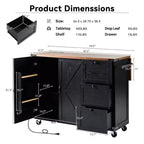 Kitchen Island with Drop Leaf, Power Outlet, Internal Storage Rack, Rolling Kitchen Cart on 5 Wheels with 5 Open Side Racks (Bar Stools Not Included)