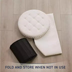 Ornavo Home Decor Large 20 Round Collapsible Storage Ottoman with Nailhead Trim for Living Room and Bedroom