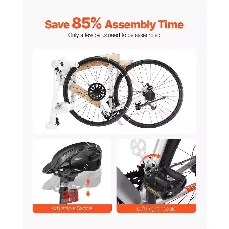 VEVOR Road Bike, 700C Wheels Racing Bike, L-TWOO 14 Speeds Drivetrain City Commuter Road Bicycle with Lightweight Aluminum Alloy Frame, Grey