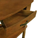 Hostack Tavolino da Angolo Triangolare Piccolo da 33,8'' con 3 Ripiani, Gambe in Legno Massiccio per Piccoli Spazi e Soggiorno, Marrone