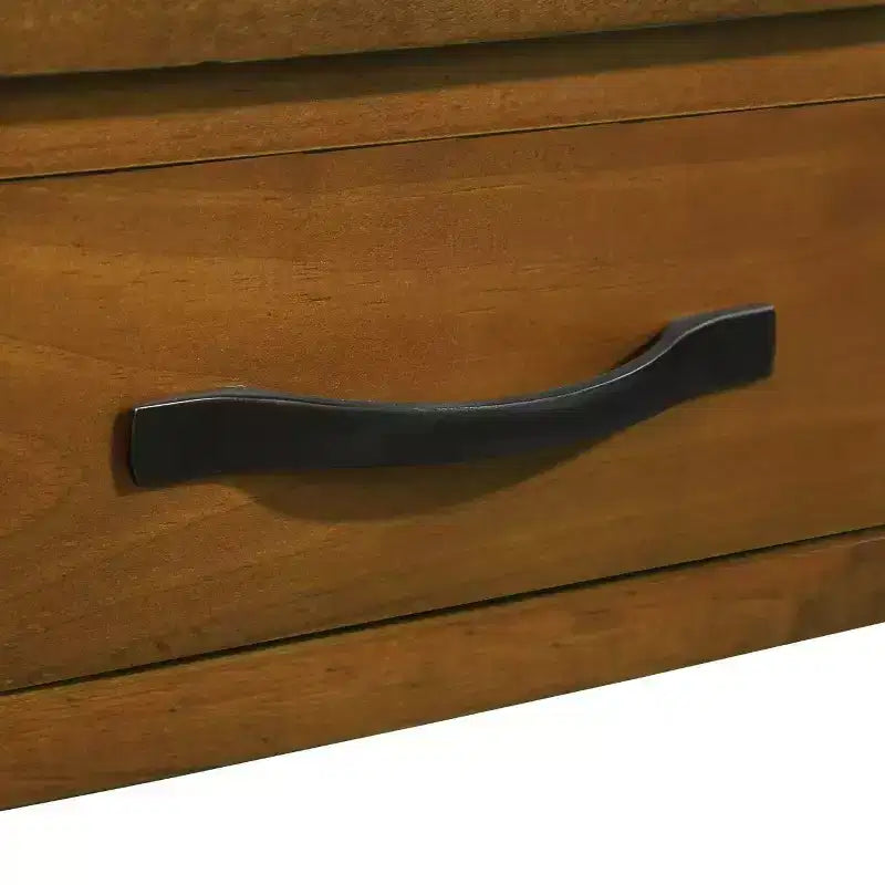 Hostack Tavolino da Angolo Triangolare Piccolo da 33,8'' con 3 Ripiani, Gambe in Legno Massiccio per Piccoli Spazi e Soggiorno, Marrone