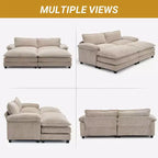 Karl Home |90'' W Off-white Corduroy Modular Cloud Couch Sleeper Sofa