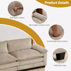Karl Home |90'' W Off-white Corduroy Modular Cloud Couch Sleeper Sofa