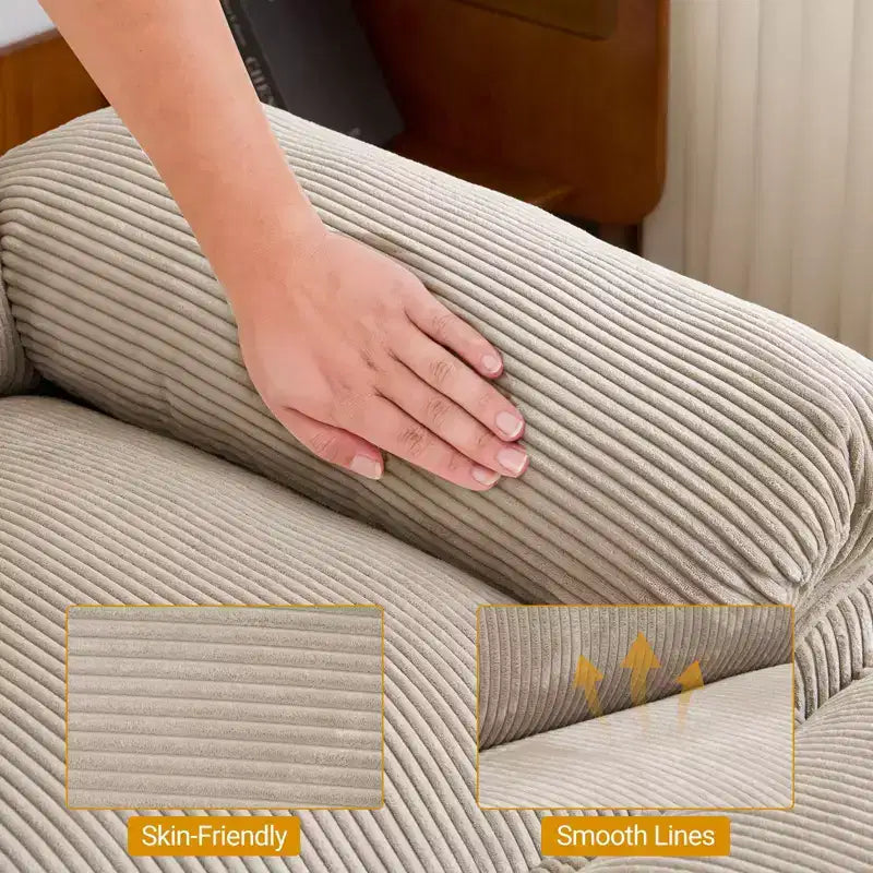 Karl Home |90'' W Off-white Corduroy Modular Cloud Couch Sleeper Sofa