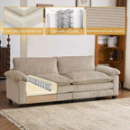 Karl Home |90'' W Off-white Corduroy Modular Cloud Couch Sleeper Sofa