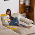 Karl Home |90'' W Off-white Corduroy Modular Cloud Couch Sleeper Sofa