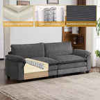 Karl Home |90'' W Off-white Corduroy Modular Cloud Couch Sleeper Sofa