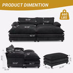 Karl Home |90'' W Off-white Corduroy Modular Cloud Couch Sleeper Sofa