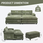 Karl Home |90'' W Off-white Corduroy Modular Cloud Couch Sleeper Sofa