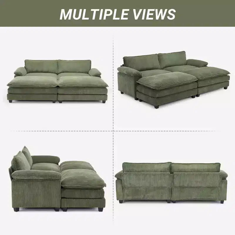Karl Home |90'' W Off-white Corduroy Modular Cloud Couch Sleeper Sofa