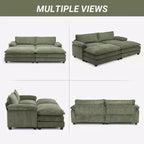 Karl Home |90'' W Off-white Corduroy Modular Cloud Couch Sleeper Sofa