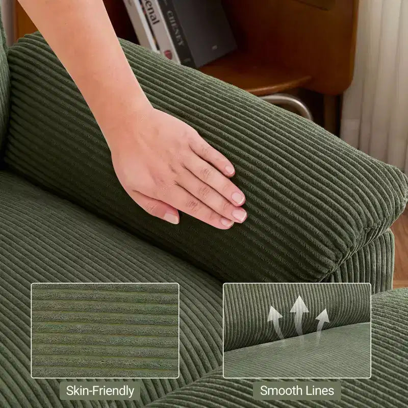 Karl Home |90'' W Off-white Corduroy Modular Cloud Couch Sleeper Sofa