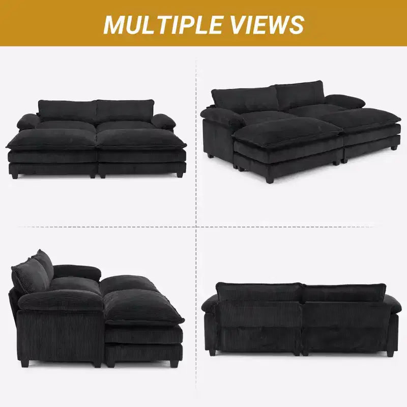 Karl Home |90'' W Off-white Corduroy Modular Cloud Couch Sleeper Sofa