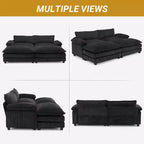 Karl Home |90'' W Off-white Corduroy Modular Cloud Couch Sleeper Sofa