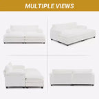 Karl Home |90'' W Off-white Corduroy Modular Cloud Couch Sleeper Sofa