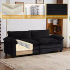 Karl Home |90'' W Off-white Corduroy Modular Cloud Couch Sleeper Sofa