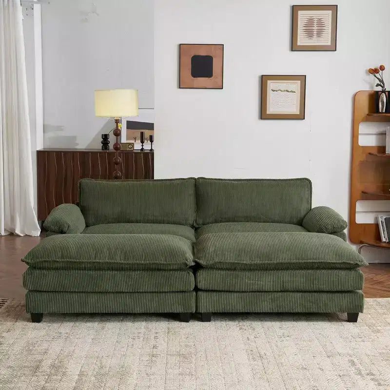 Karl Home |90'' W Off-white Corduroy Modular Cloud Couch Sleeper Sofa