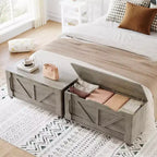 Acekool Storage Chest with Wheels, Wooden Trunk Bench 39.4 with Safety Hinges, 350 lb Support, Rounded Corners, Entryway, Living Room, Gray