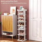 Tree City - Slim 7-Tier 45'' Vertical Wooden Shoe Rack for Entryway, Closet & Small Spaces,Holds 7-10 Pairs