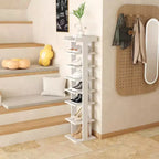 Tree City - Scarpiera verticale in legno Slim a 7 livelli, 114 cm, per ingresso, armadio e piccoli spazi, capacità 7-10 paia