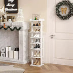 Tree City - Scarpiera verticale in legno Slim a 7 livelli, 114 cm, per ingresso, armadio e piccoli spazi, capacità 7-10 paia