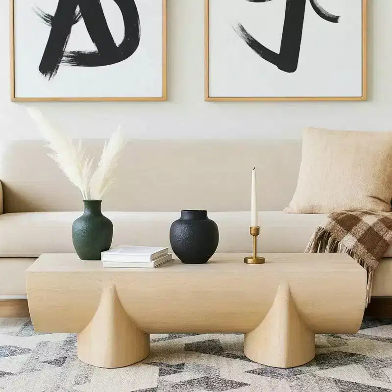 Royal Hampton Coffee Table | 48 Log Design | Natural Mango Wood Hand Crafted