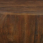 Royal Hampton Coffee Table | 35.5 Round Top | Drum Shaped Sandblasted Walnut Brown Mango Wood