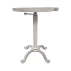 HomeRoots 22 White Solid Wood and Metal Height Adjustable Round Pedestal End Table