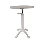 HomeRoots 22 White Solid Wood and Metal Height Adjustable Round Pedestal End Table