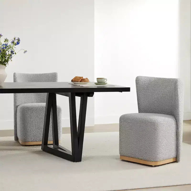Sedie da pranzo moderne Spruce&Spring con rotelle e base in legno