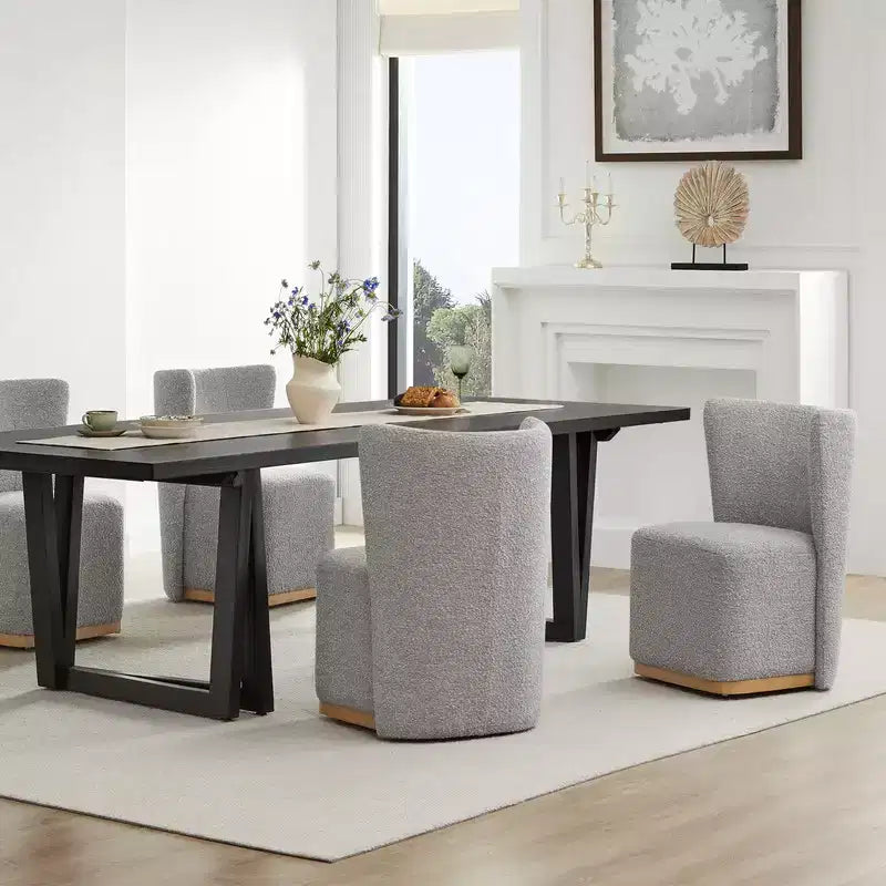Sedie da pranzo moderne Spruce&Spring con rotelle e base in legno