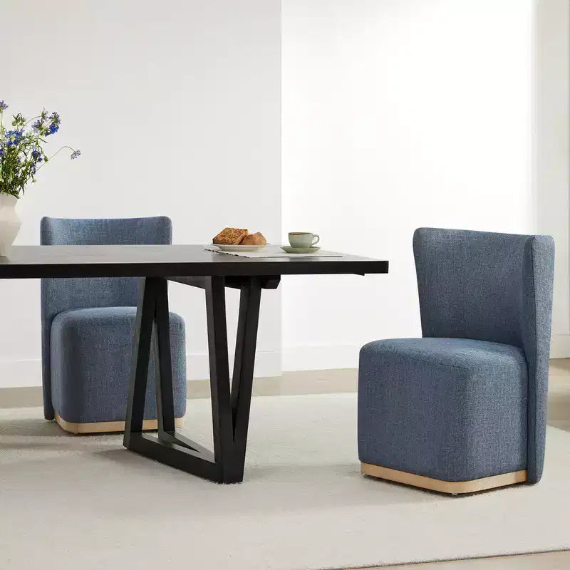 Sedie da pranzo moderne Spruce&Spring con rotelle e base in legno