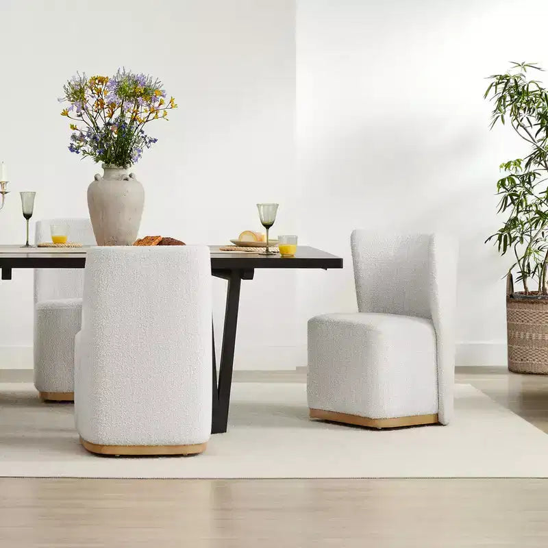 Sedie da pranzo moderne Spruce&Spring con rotelle e base in legno