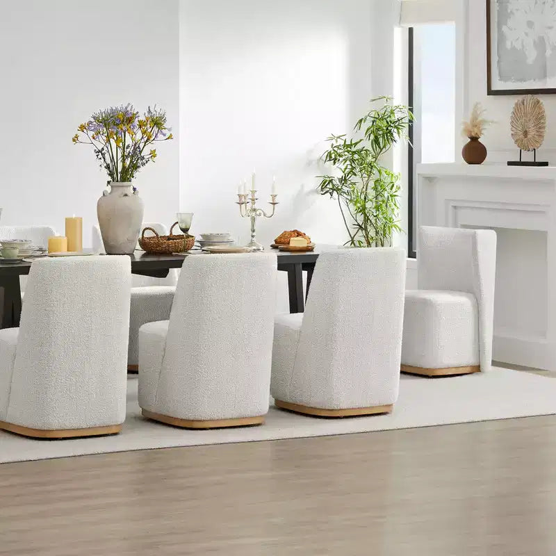 Sedie da pranzo moderne Spruce&Spring con rotelle e base in legno