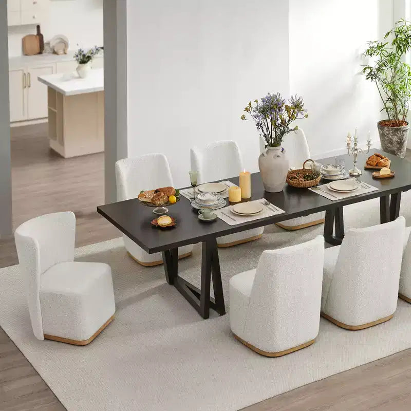 Sedie da pranzo moderne Spruce&Spring con rotelle e base in legno
