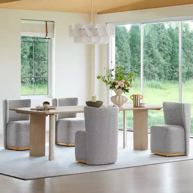 Sedie da pranzo moderne Spruce&Spring con rotelle e base in legno