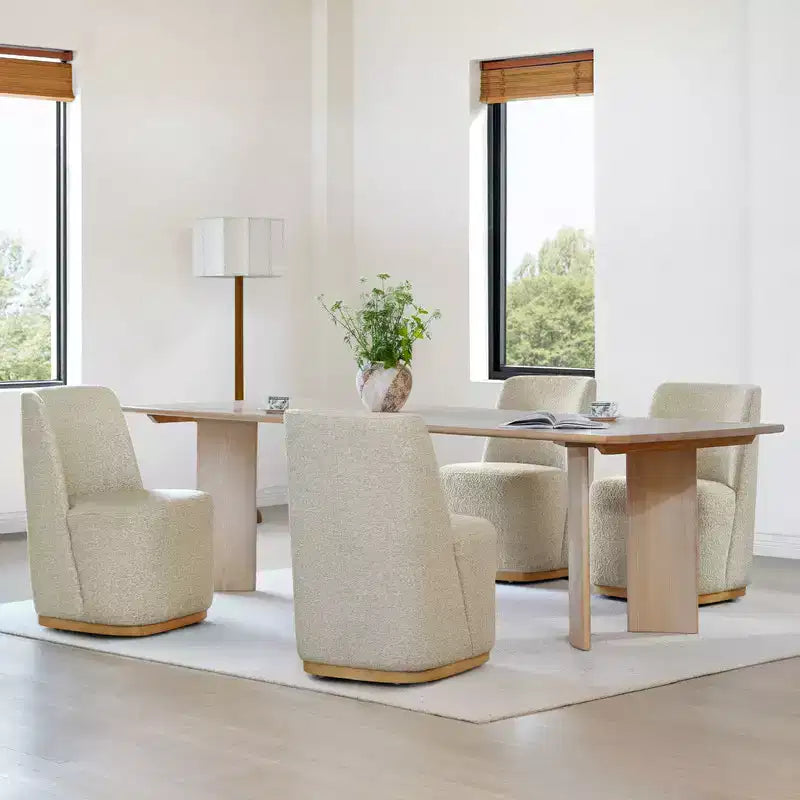 Sedie da pranzo moderne Spruce&Spring con rotelle e base in legno