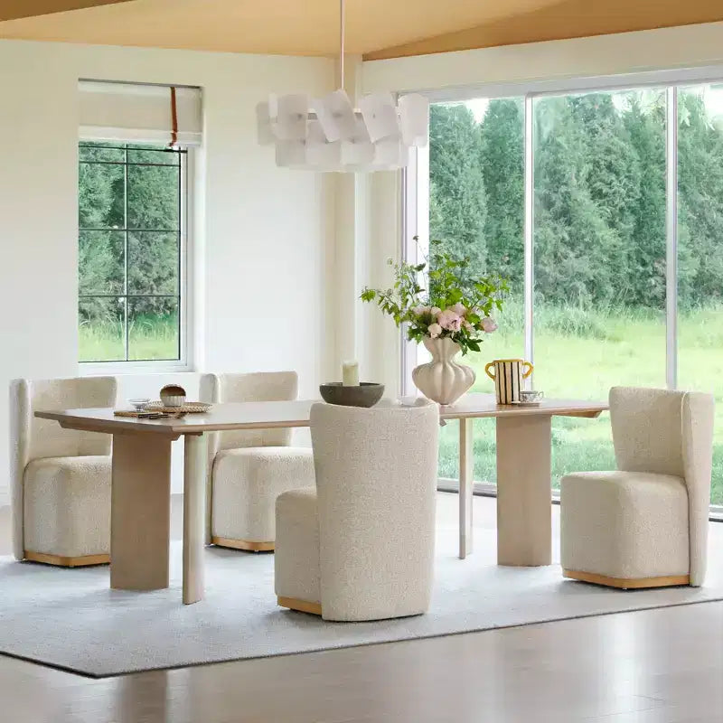 Sedie da pranzo moderne Spruce&Spring con rotelle e base in legno