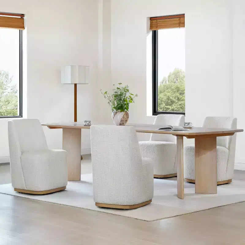Sedie da pranzo moderne Spruce&Spring con rotelle e base in legno