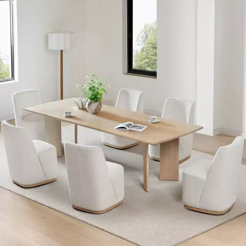 Sedie da pranzo moderne Spruce&Spring con rotelle e base in legno