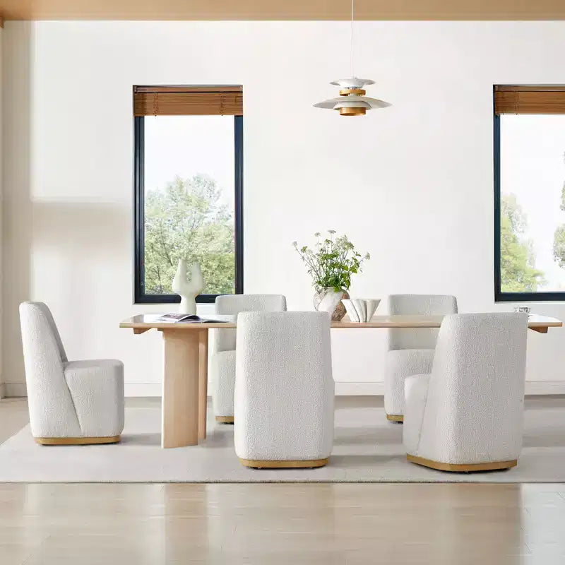 Sedie da pranzo moderne Spruce&Spring con rotelle e base in legno