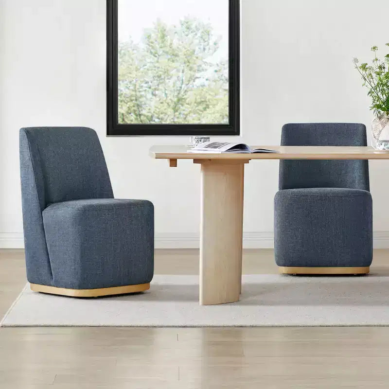 Spruce&Spring Modern Rolling Dining Chairs with Casters&Wood Base