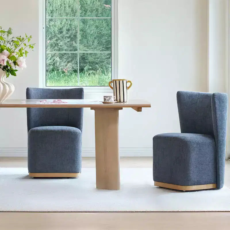 Spruce&Spring Modern Rolling Dining Chairs with Casters&Wood Base