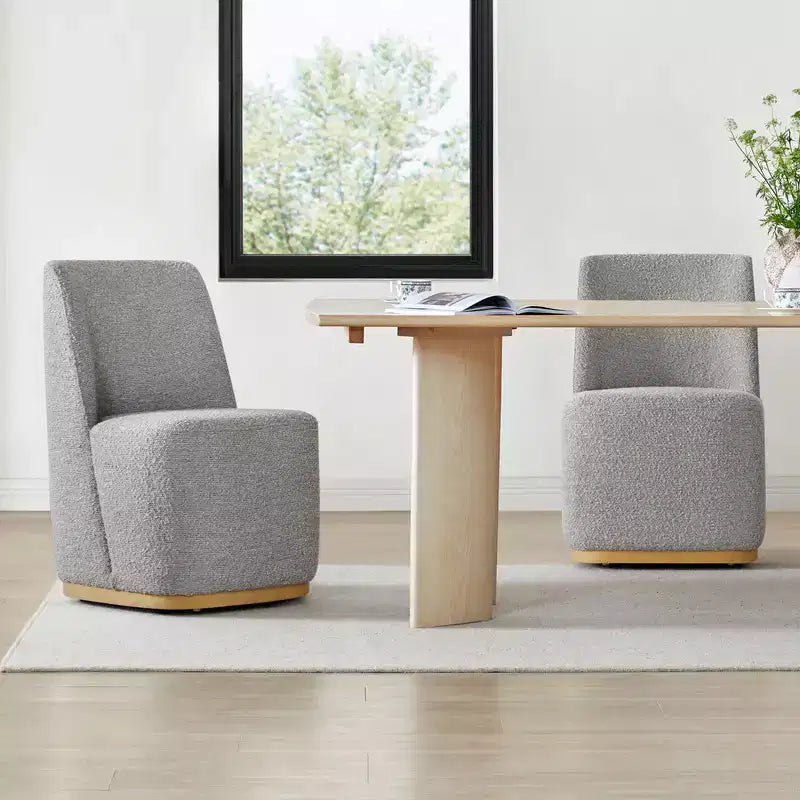 Spruce&Spring Modern Rolling Dining Chairs with Casters&Wood Base