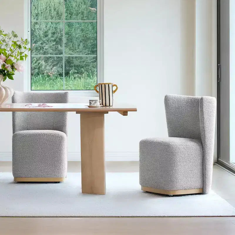 Spruce&Spring Modern Rolling Dining Chairs with Casters&Wood Base