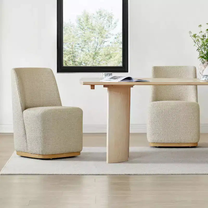 Spruce&Spring Modern Rolling Dining Chairs with Casters&Wood Base